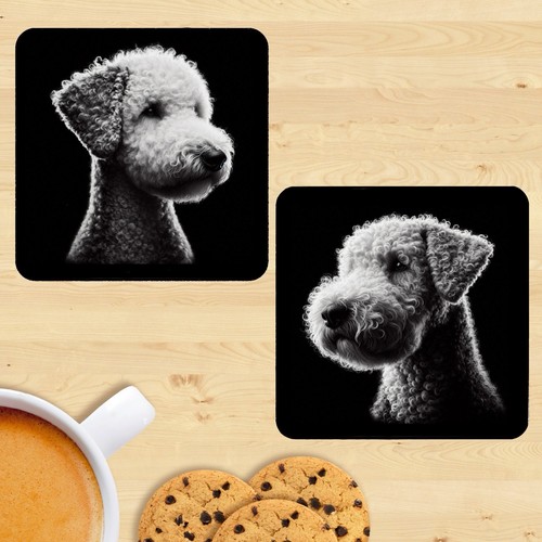 Bedlington terrier coasters - bedlington,