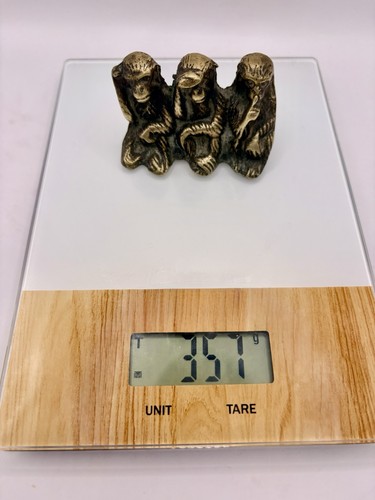 Vintage solid brass three - three, wise