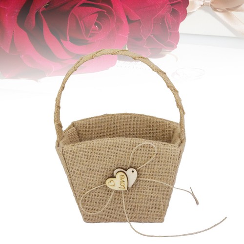 Burlap double heart flower - burlap,