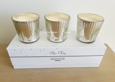 🌲 The White Company Mercury Set Of 3 Mini FIR TREE Tree Votive Candles *New*