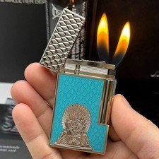 Double Soft Flame S.T Dupont Lighter PING Sound Gas Refillable Brushed Adapter