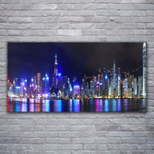 Print on Glass Wall art 120x60 Picture Image City Houses