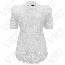 New Women's Crochet Knitted Short Sleeve Shrug Ladies Cardigan Bolero Top Plus