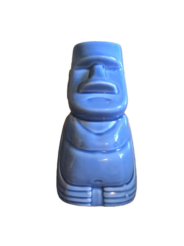 Moai blue glazed ceramic - blue,