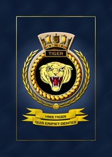 HMS TIGER FRAMED SHIPS CRESTS - HUNDREDS OF HM SHIPS IN STOCK
