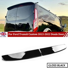 FOR FORD TRANSIT CUSTOM 2012-22 GLOSS BLACK REAR TWIN BARN DOOR ROOF SPOILER LIP