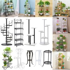 Metal/Wooden Plant Stand Rack Multiple Flower Pot Display Shelf In/ Outdoor UK