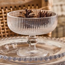 Vintage Ribbed Footed Glass