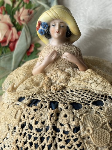 Antique half doll pin cushion - doll,