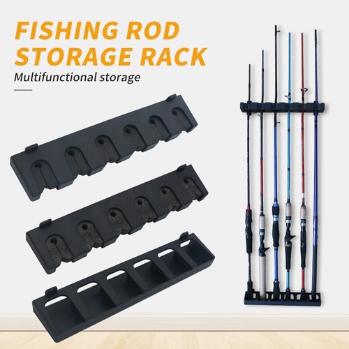 Wall mounted fishing rod rack - mounted,