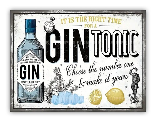 Gin tonic metal - metal, sign