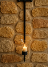 Large Wrought Iron Hanging Glass Wall Candle Sconce 65cm Hanging Holder Lantern