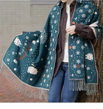 全新 Totoro 纽扣围巾 Snowy Path Studio Ghibli 舒适包裹毯