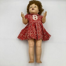 Pedigree 21” Vintage Hard Plastic Doll Red Dress Sleep Eyes Voice Box 1950s UK