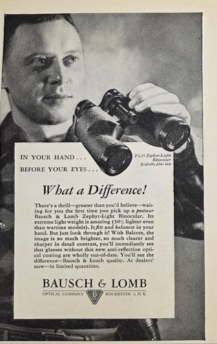 1947 print bausch lomb - ad, &