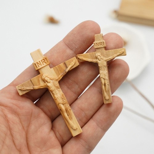 Wooden crucifix wood pendant - wood,