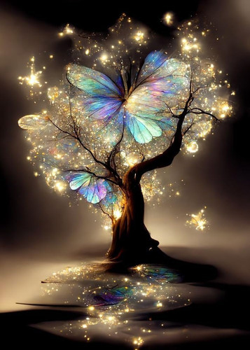 Glitter tree cross stitch kit - glitter,