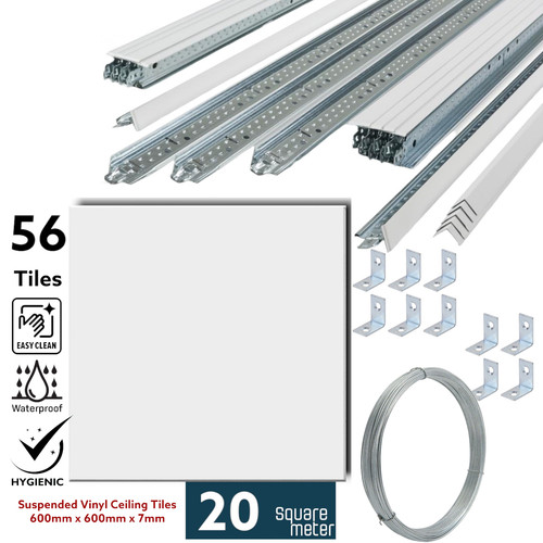 20m2 white suspended - 20m2, ceiling
