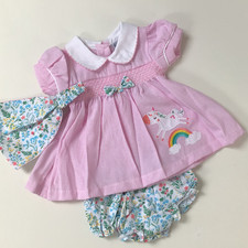 Spanish Baby girls clothes smocked unicorn dress set pink outfit