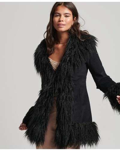 Superdry black afghan coat - black,