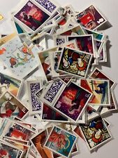 100 x 1st Class Unfranked GB Christmas / Xmas Stamps Off Paper