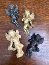 Vintage Selection of Wall Hanging Hard Resin / Plaster Cherubs Angles x 4