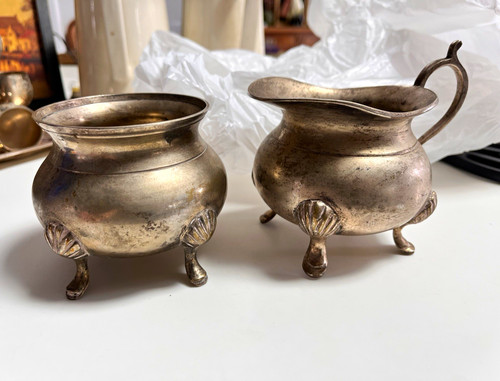 Silver plated footed cream jug - silver,