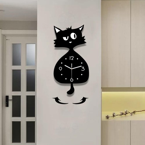 Cat wall clock with - with, swinging