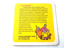 Vintage COATES Cider  - The Cooper ... Cat No'39 Beer mat / Coaster