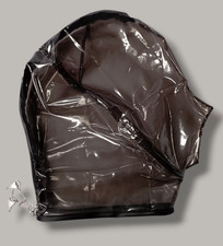 NEW ADULT SEMI-TRANSPARENT BLACK PVC LOCKABLE HOOD GIMP MASK HALLOWEEN MASK