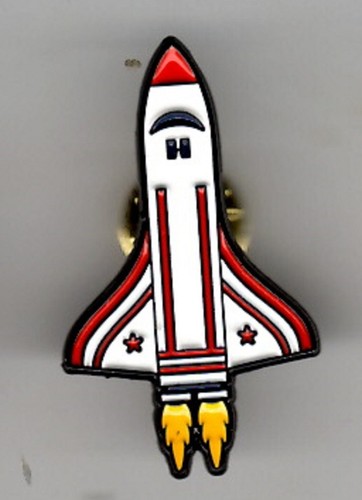 Space shuttle pin badge red - space,
