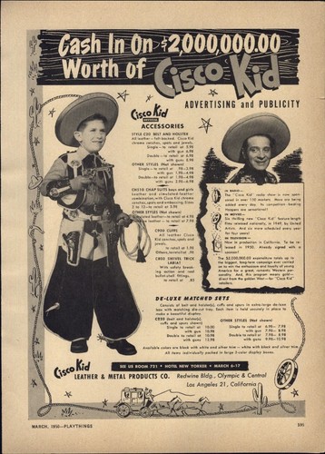 1950 paper cisco kid - 1950, cowboy
