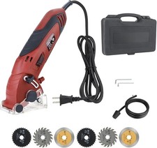 Corded Mini Circular Saw, 400W 110V 3400RMP Multifunction Handheld with 6 Red 