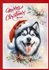Siberian Husky Dog Christmas Card A6 (4"x 6") (Blank inside) by Starprint