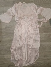 M&S Autograph Pink 100% Silk Nightie Dressing Gown Set 12-14 Vintage