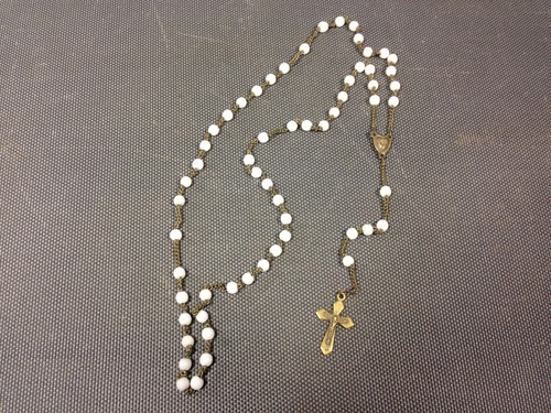 Antique rosary beads white and - antique,