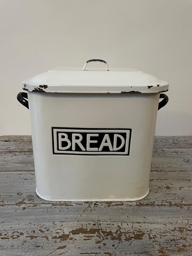 Vintage white enamel bread - vintage,