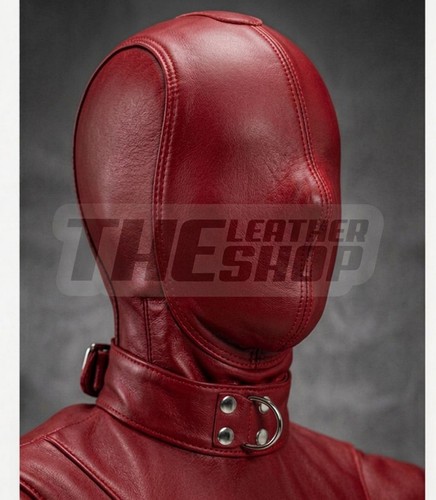 Leather bondage hood mask - hood,