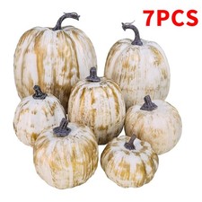 7PCS Large Artificial Foam Pumpkin Simulation Props Halloween Party Decor Gold