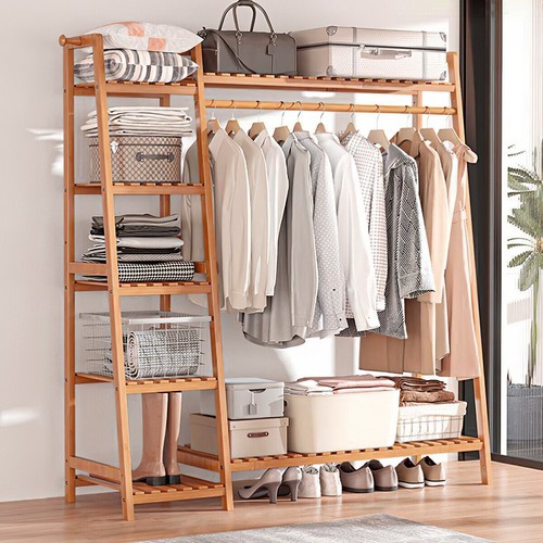 Bamboo wood clothes rail - clothes,
