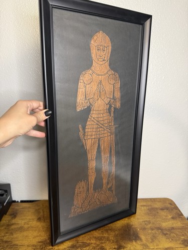 Framed medieval knight brass - framed,