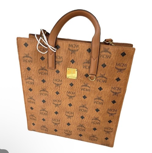 Mcm cognac monogram tote bag - cognac,