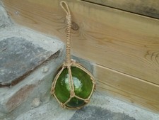 Glass Jade Green Fishing Boat Net Float 165 mm- Buoy Blown Balls - Tiki Bathroom