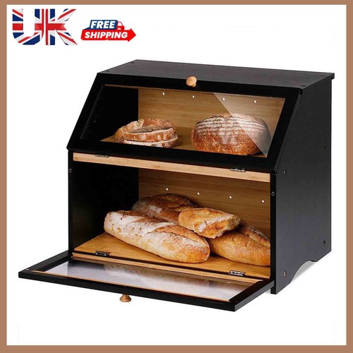Tier bamboo wooden bread bin - 2,