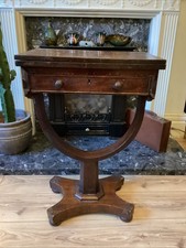 Antique Mahagony Drop Leaf Sewing Table with drawer 