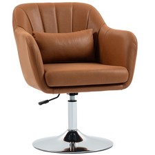 HOMCOM Stylish Retro Swivel Tub Chair Steel Frame Cushion Seat Dark Brown