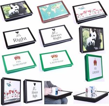 Large Wooden Soft Padded Cushioned Bean Bag Lap Dinner Laptop Food TV Tray Gift