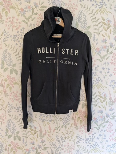 Hollister black zip hoodie - zip,