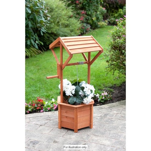 Wooden wishing well planter - well,