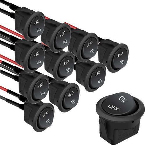 10pcs round rocker - switch, 12v